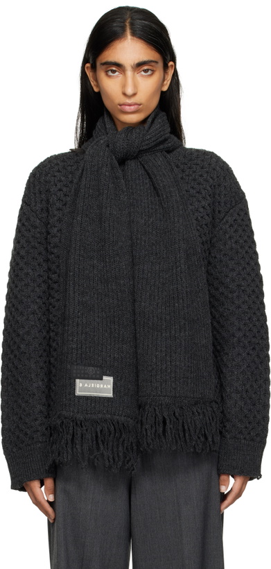 Photo: MM6 Maison Margiela Gray Scarf Knit Sweater