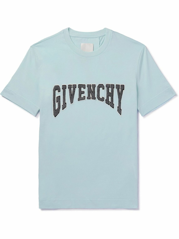 Photo: Givenchy - Slim-Fit Logo-Appliquéd Cotton-Jersey T-Shirt - Blue