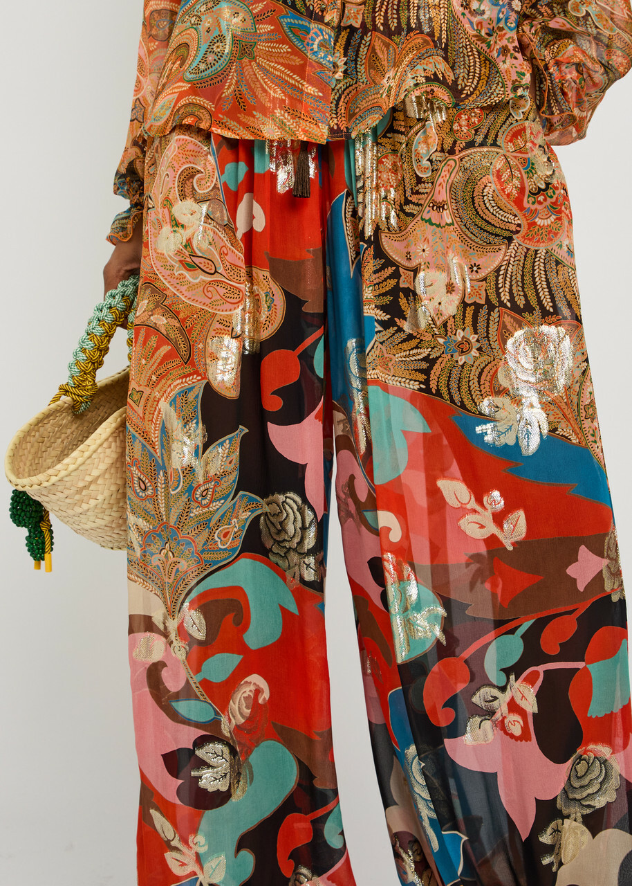 Etro Patterned Balloon-leg Silk Trousers Multicoloured