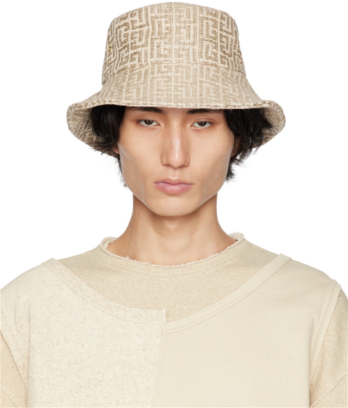 Photo: Balmain Beige Monogram Bucket Hat