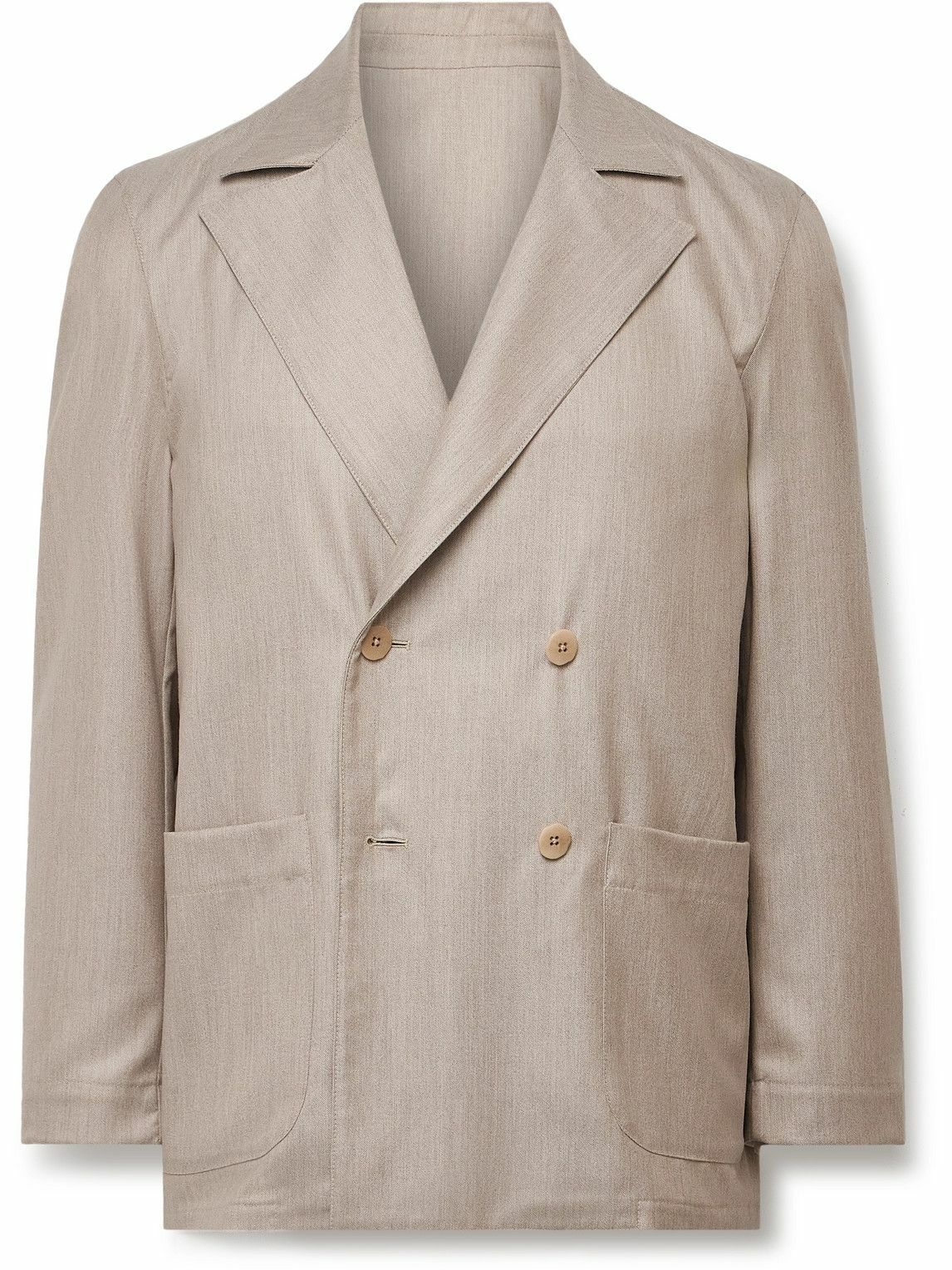 Stòffa - Double-Breasted Cashmere Suit Jacket - Neutrals