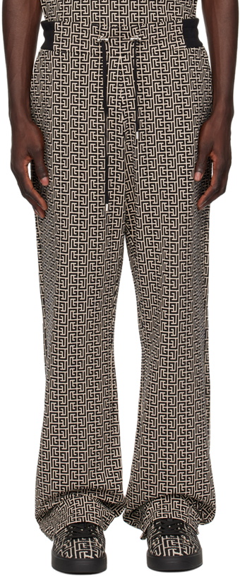 Photo: Balmain Black & Off-White Casual Monogram Sweatpants