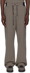 Balmain Black & Off-White Casual Monogram Sweatpants
