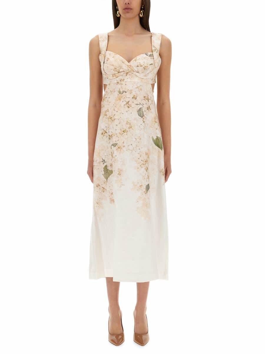 【Zimmermann】Balance floral linen midi dress Zimmermann balance Midi Dress Zimmermann