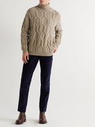 Purdey - Cable-Knit Wool Rollneck Sweater - Brown