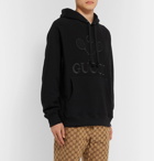 Gucci - Logo-Embroidered Loopback Cotton-Jersey Hoodie - Black