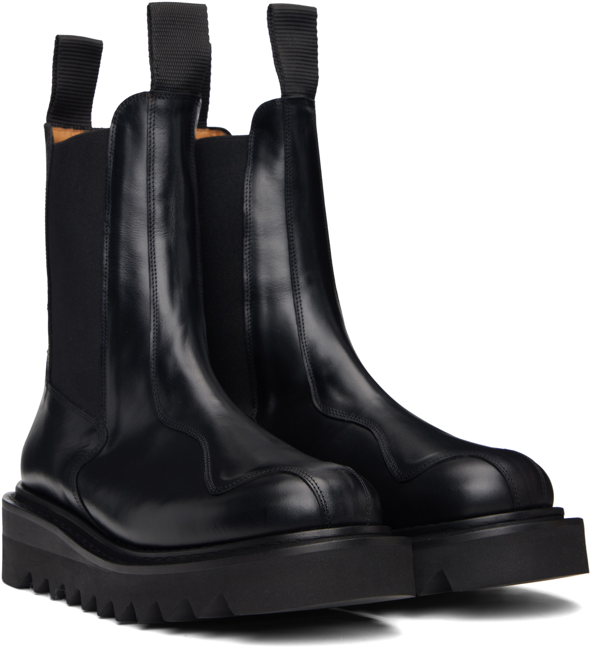 Toga Virilis SSENSE Exclusive Black Hard Leather Chelsea Boots