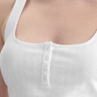 Good American Women's Pointelle Henley Tank Top in White