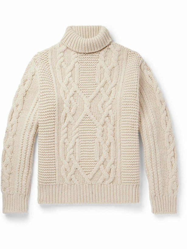 Photo: A Kind Of Guise - Theo Cable-Knit Merino Wool Rollneck Sweater - White