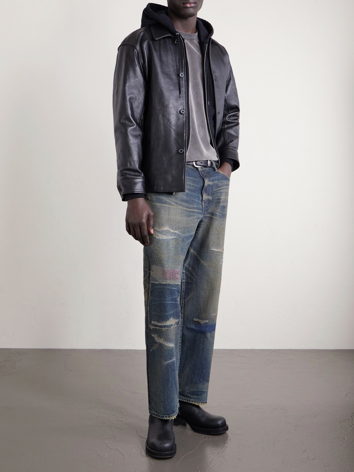 Neighborhood - Savage Distressed Wide-Leg Jeans - Blue