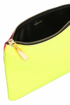 Comme des Garçons Wallet Clutch In Rose-pink Leather