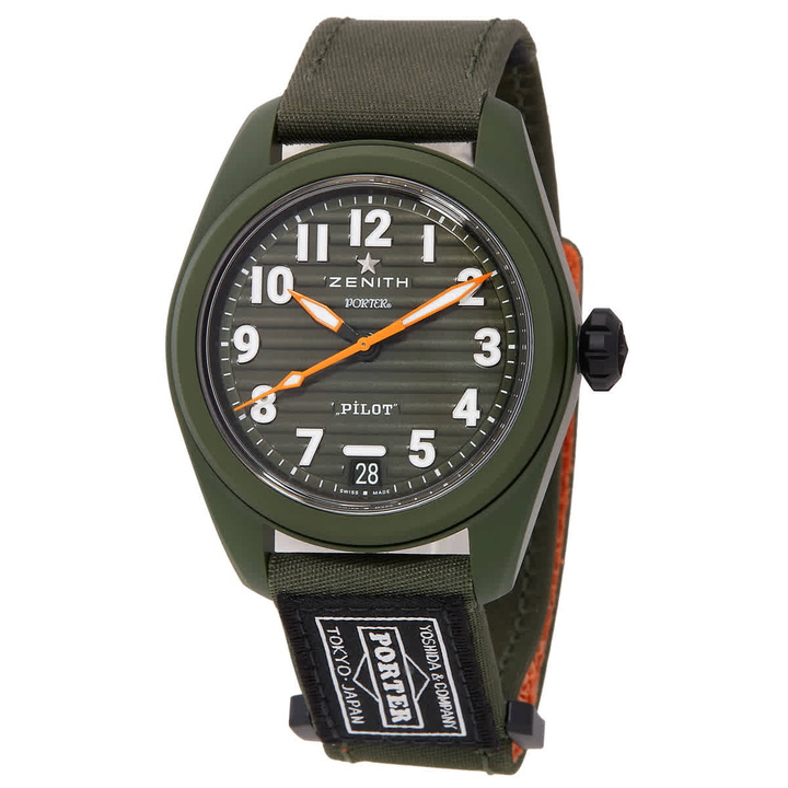 Photo: Zenith Pilot 40mm Porter Limited Edition Automatic Green Dial Watch 49.4001.3620/63.I001