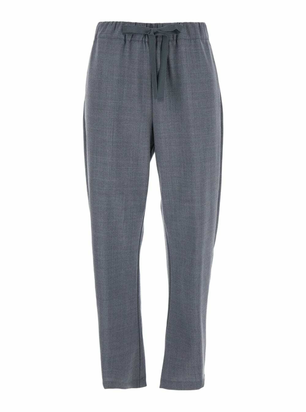SEMICOUTURE buddy Grey Cropped Pants With Drawstring Waist In Cotton Woman