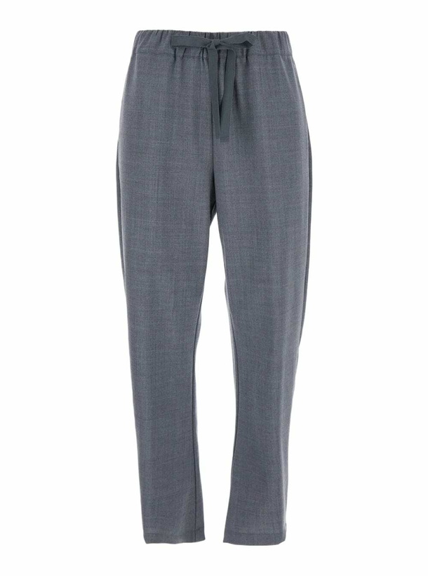 Photo: SEMICOUTURE buddy Grey Cropped Pants With Drawstring Waist In Cotton Woman