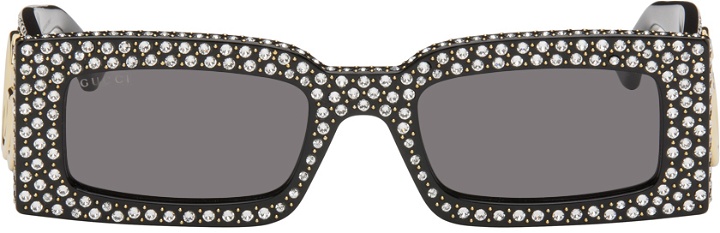 Photo: Gucci Black Crystal-Cut Sunglasses