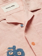 Story Mfg. - Greetings Camp-Collar Printed Embroidered Cotton and Linen-Blend Shirt - Pink
