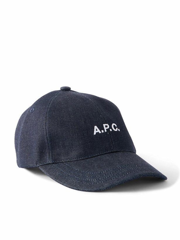 Photo: A.P.C. - Charlie Logo-Embroidered Denim Baseball Cap - Blue