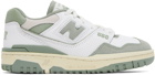 New Balance Green & White 550 Sneakers