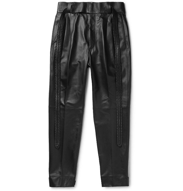 Photo: Fear of God for Ermenegildo Zegna - Tapered Belted Pleated Leather Trousers - Black