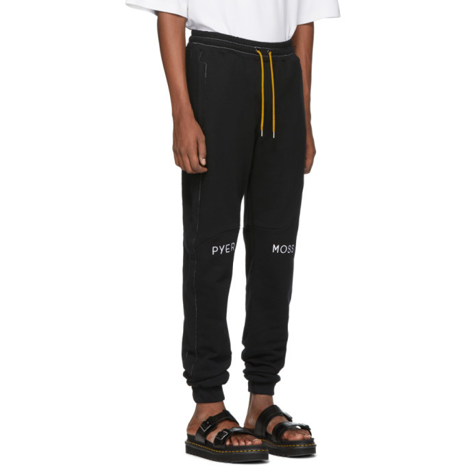 Pyer Moss Black Embroidered Logo Slouchy Jogger Pants
