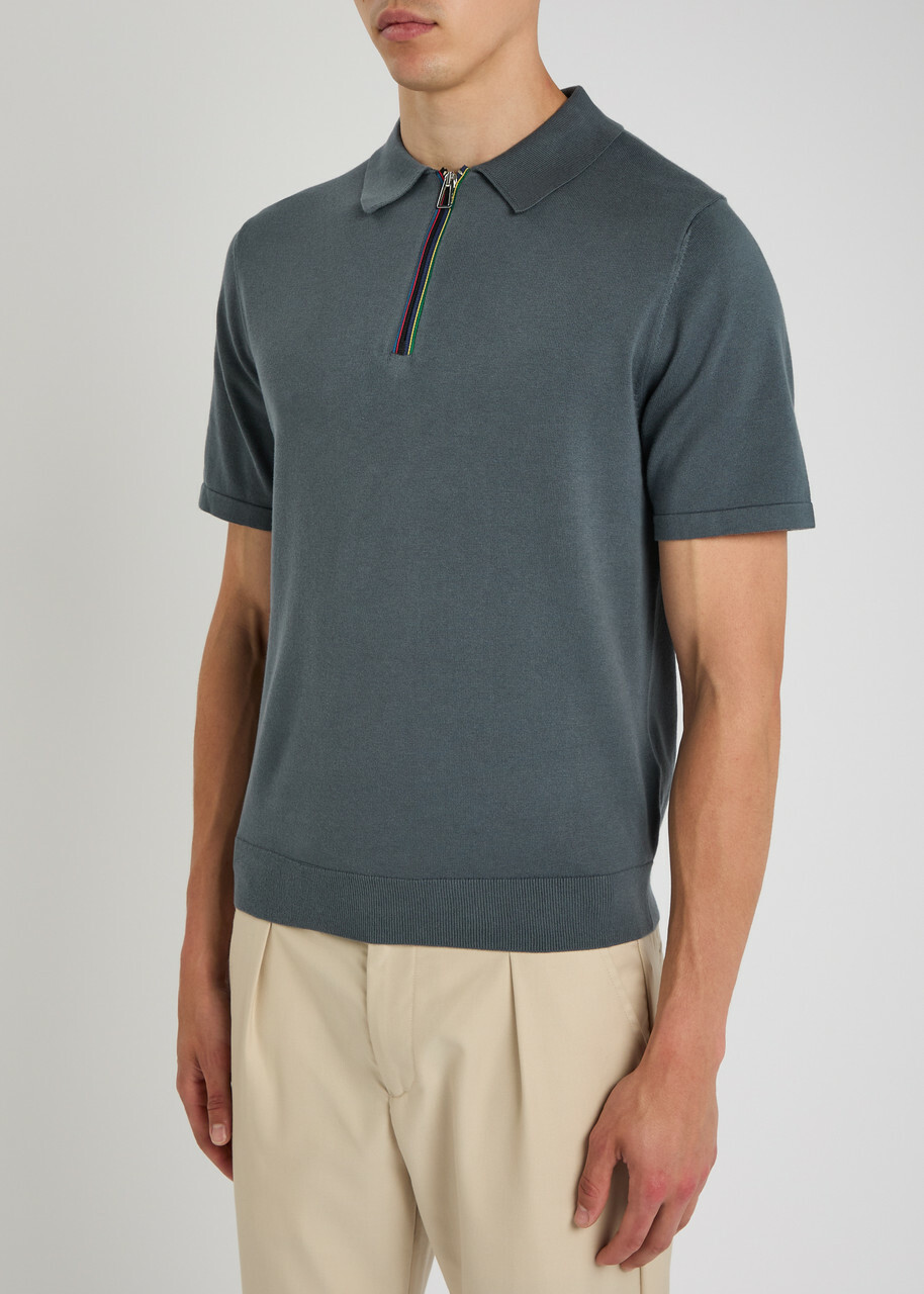 PS Paul Smith Half-zip Cotton Polo Shirt Grey