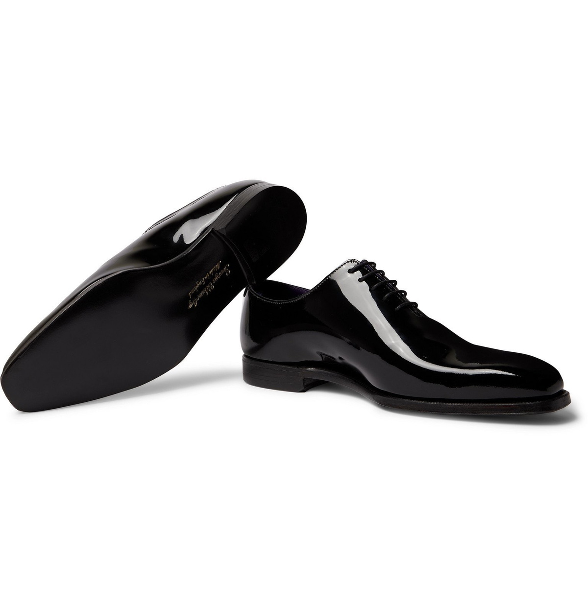 Whole-Cut Patent-Leather Oxford Shoes