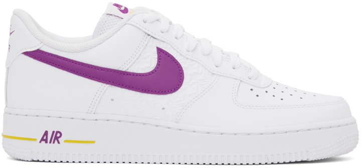 Photo: Nike White & Purple Air Force 1 '07 Sneakers