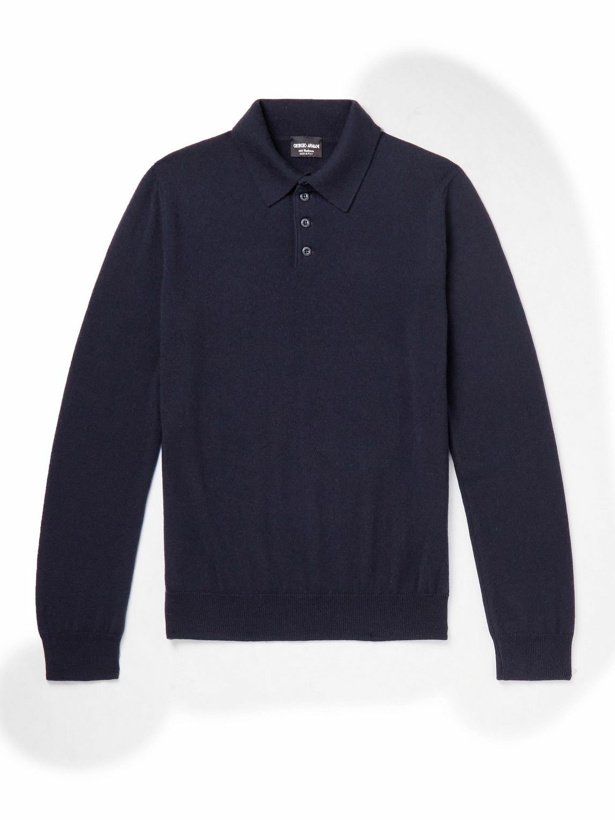 Photo: Giorgio Armani - Cashmere Polo Shirt - Blue