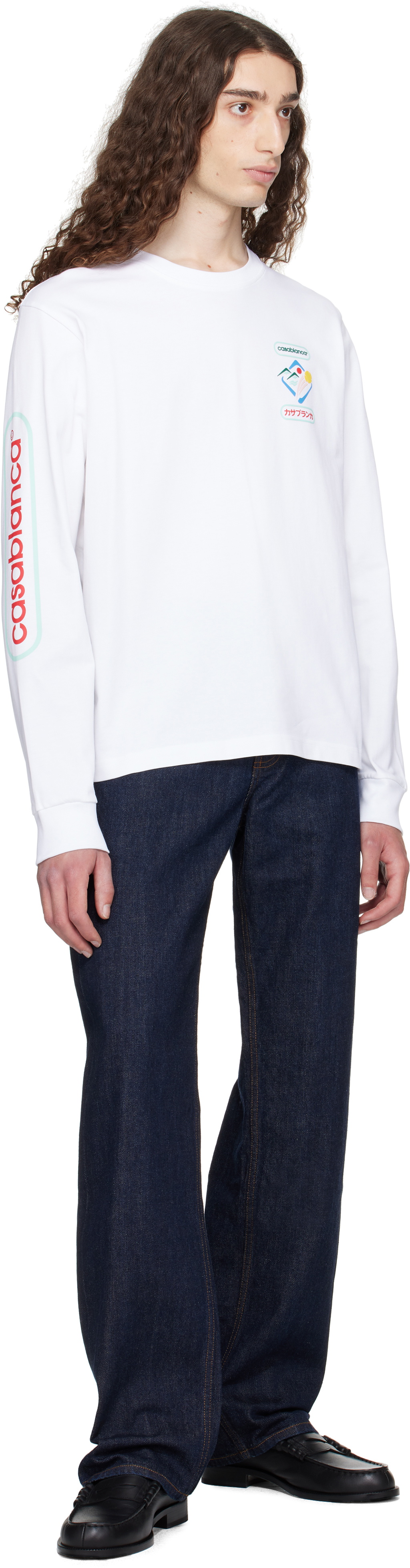 【関税込み】Casablanca ホワイト Fuji Dream 長袖Tシャツ Casablanca White Fuji Dream Long Sleeve T-shirt Casablanca