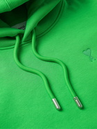 AMI PARIS - Logo-Embroidered Cotton-Blend Jersey Hoodie - Green