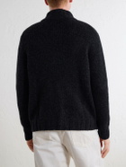 N.PEAL - Shearling-Trimmed Cashmere Cardigan - Gray