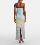 Là Fuori Embellished silk bustier dress