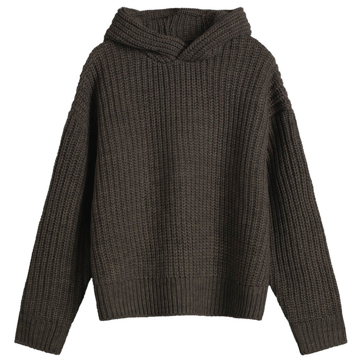 MKI Men's Chunky Rib Knit Hoodie in Charcoal Melange