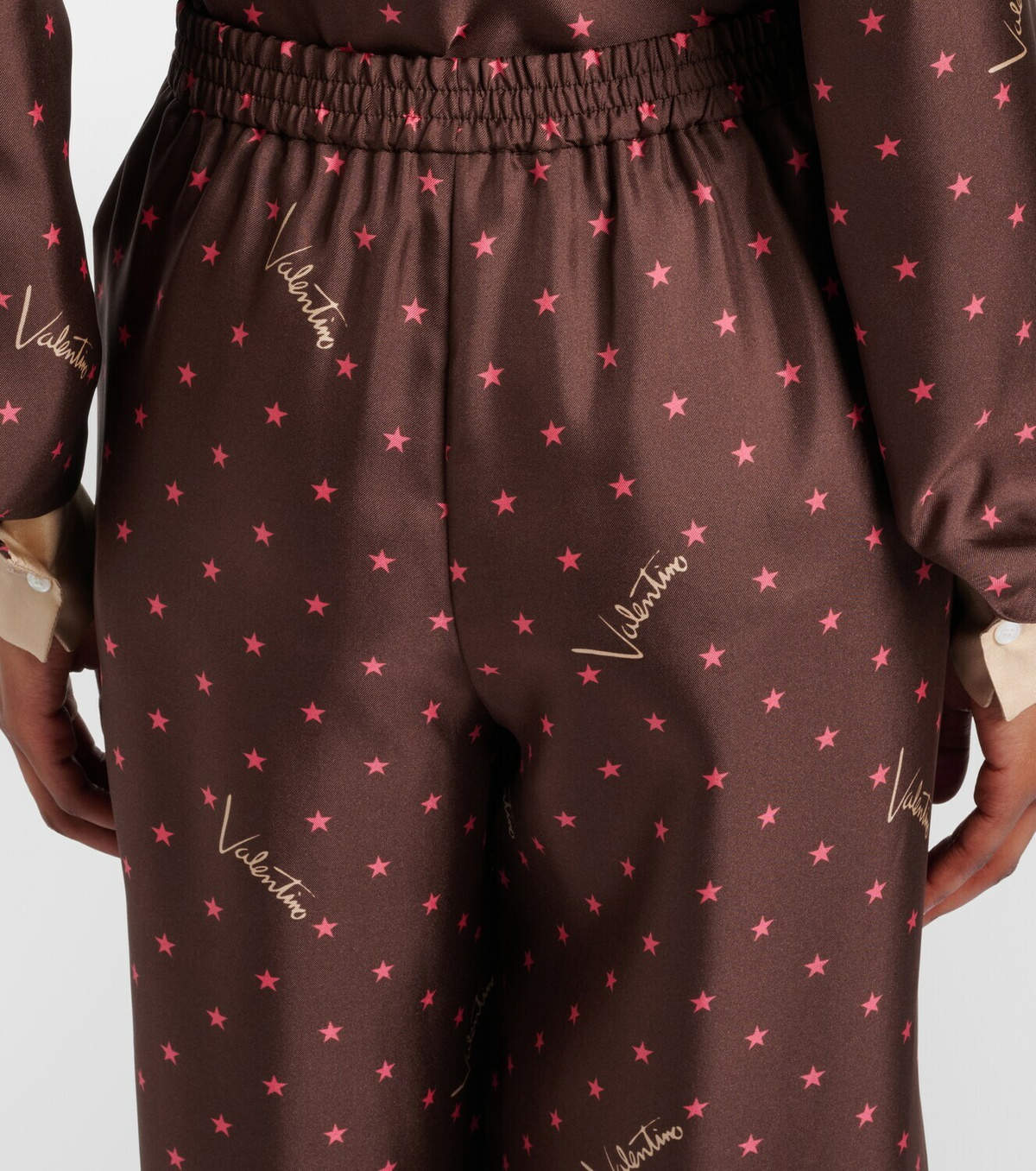 Valentino Printed silk twill palazzo pants