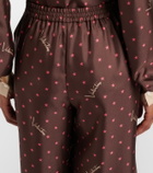 Valentino Printed silk twill palazzo pants