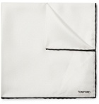TOM FORD - Contrast-Tipped Silk-Twill Pocket Square - White
