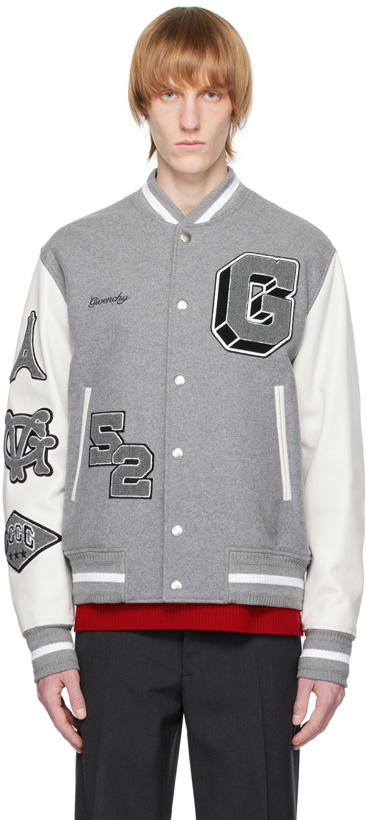 Photo: Givenchy Gray & White Varsity Bomber Jacket