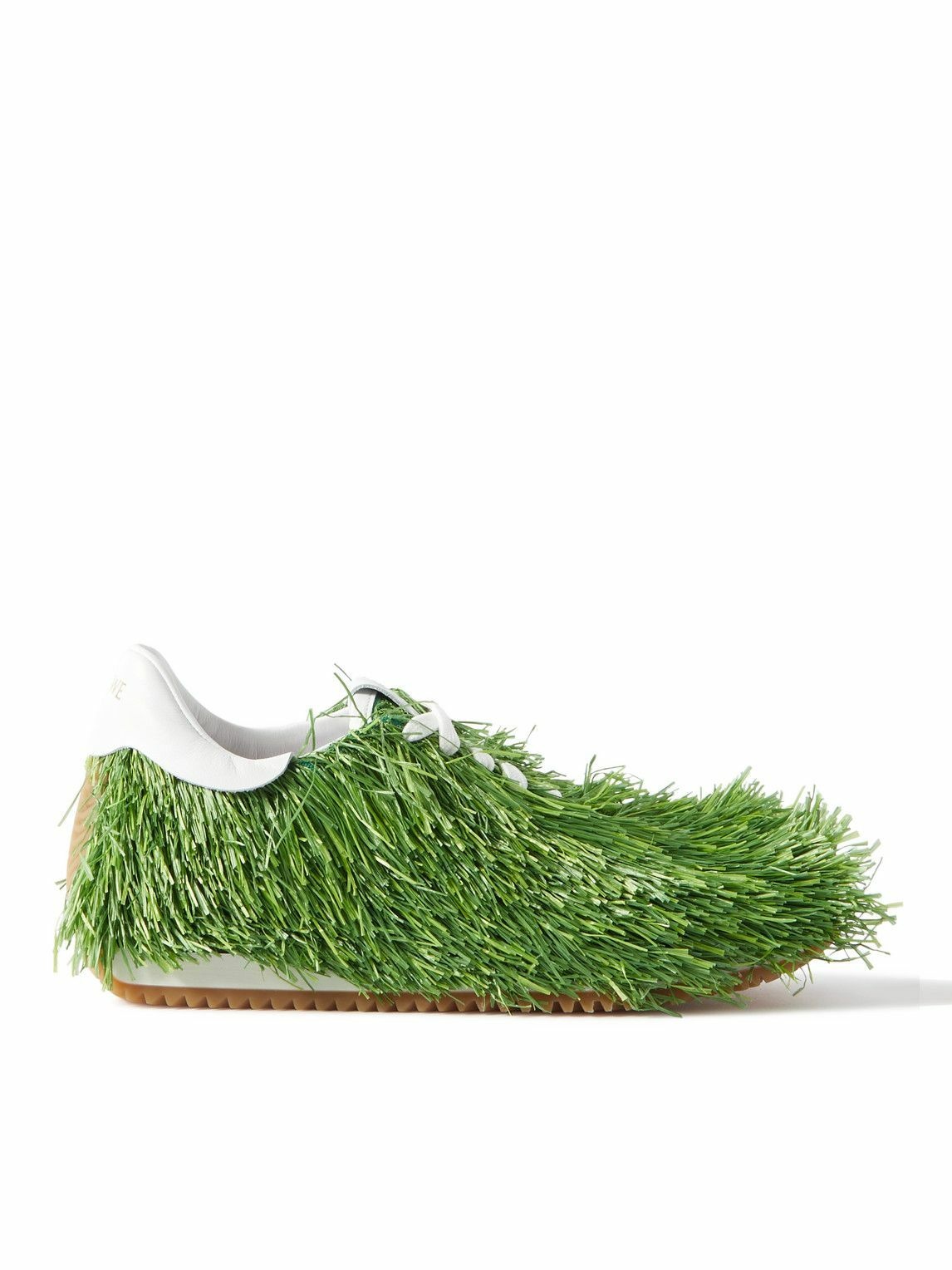 Photo: Loewe - Raffia and Canvas Sneakers - Green