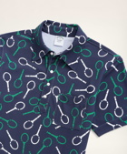 Brooks Brothers Men's Slim Fit Pique Racquet Print Polo Shirt | Navy