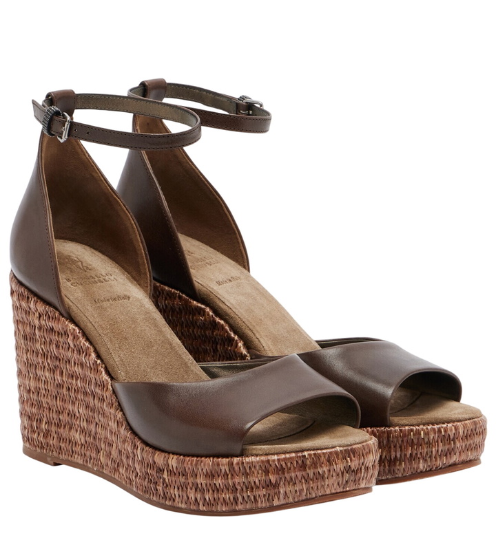 Photo: Brunello Cucinelli Monili leather espadrille wedges
