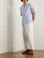 Aspesi - Striped Cotton-Seersucker Shirt - Blue