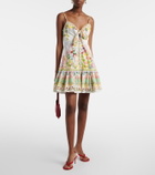 Camilla Bow-detail floral cotton minidress