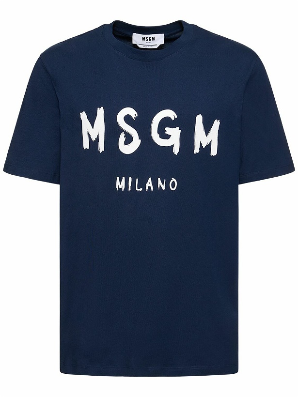 Photo: MSGM - Logo Print Cotton Jersey T-shirt
