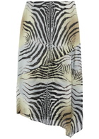 Paris Georgia Mae Zebra-print Silk-chiffon Midi Skirt Black