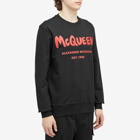 Alexander McQueen Men's Graffiti Logo Crew Neck Sweatshirt in Black/Lust Red