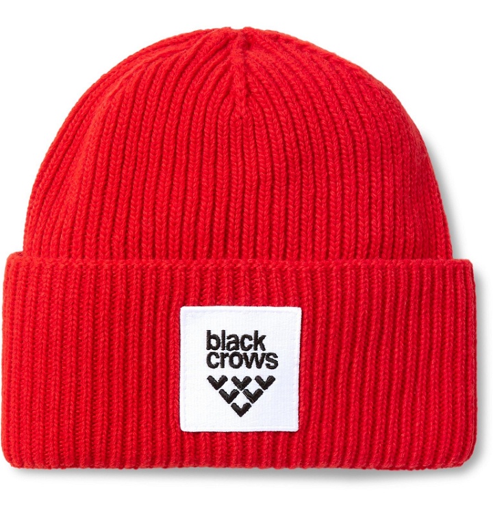 Photo: Black Crows - Mori Logo-Appliquéd Ribbed-Knit Beanie - Red