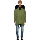 Mr and Mrs Italy Green and Black Long Fur Parka
