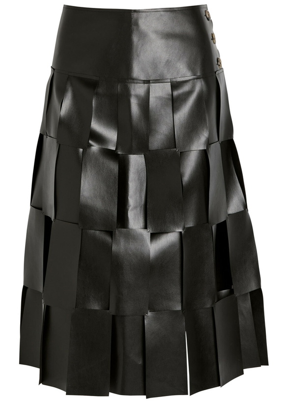 Photo: A.W.A.K.E Mode Laser-cut Faux Leather Midi Skirt Black