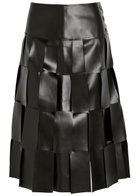 A.W.A.K.E Mode Laser-cut Faux Leather Midi Skirt Black