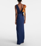 Saint Laurent Bow-detail draped silk satin gown